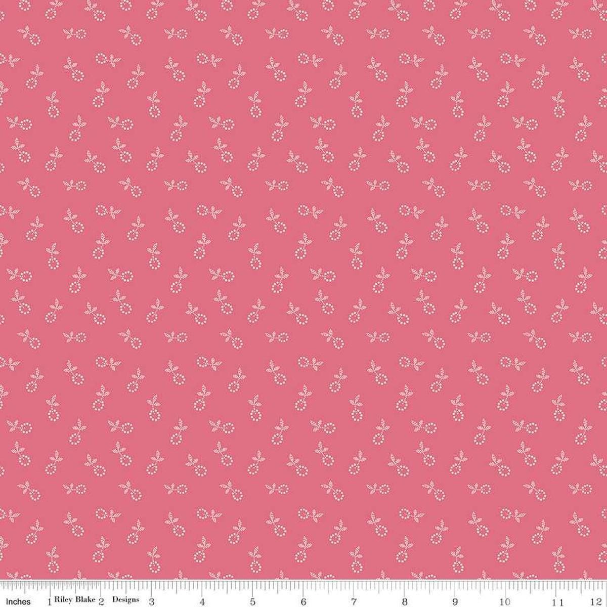 Image of the Gentler Times Bygone Tea Rose quilting cotton fabric by Riley Blake Designs. Features flowers on a green background. Cute Little Fabric Shop