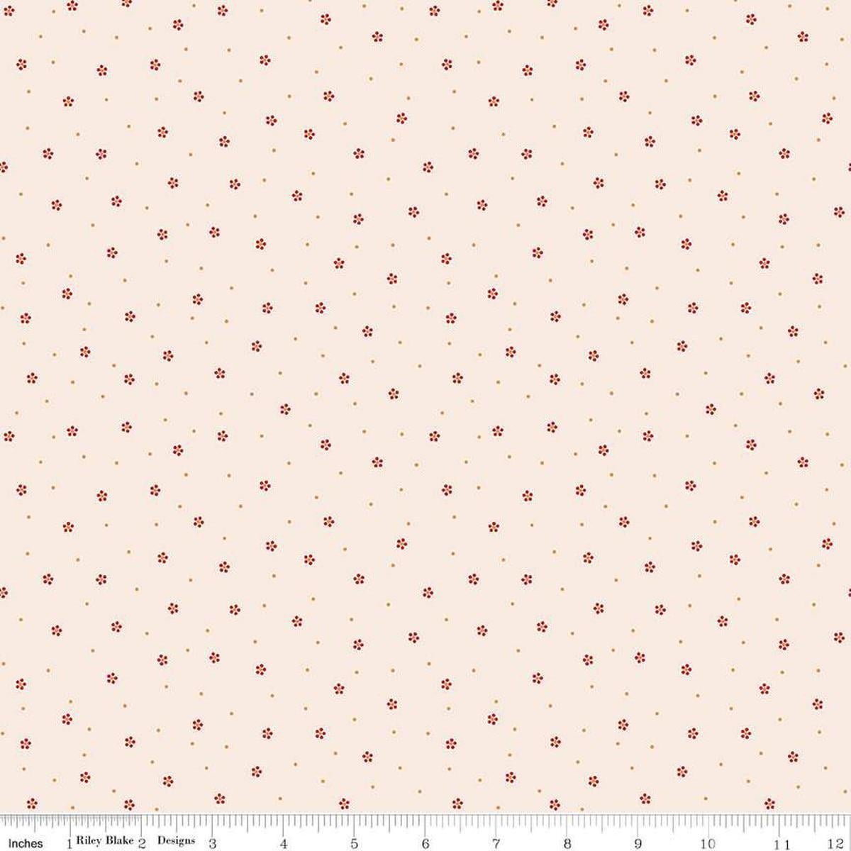Image of the Gentler Times Charming Berry quilting cotton fabric by Riley Blake Designs. Features dots on a cream background. Cute Little Fabric Shop