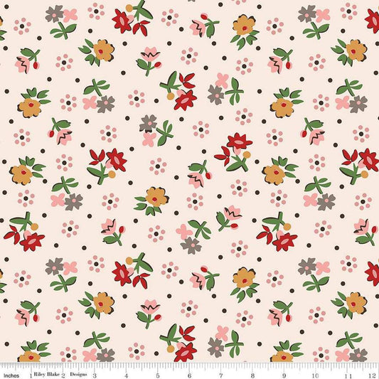 3-Yard cut- SALE Gentler Times Reunion WIDEBACK WB16493 Coral - Riley Blake - 108" - Quilting Cotton Fabric
