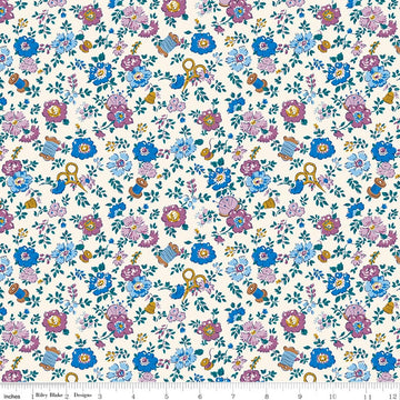 Tudor Celebration 01667443A Haberdashery Floral A - Riley Blake Designs - Floral Flowers - Liberty Fabrics - Quilting Cotton Fabric