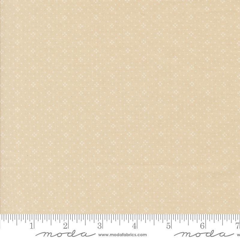 Image of the Agatha Road Diamonds Smoke quilting cotton fabric by Moda Fabrics. Features diamonds on a tan background. Cute Little Fabric Shop