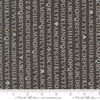 Image of the Agatha Road Alphabet Midnight quilting cotton fabric by Moda Fabrics. Features letters on a black background. Cute Little Fabric Shop