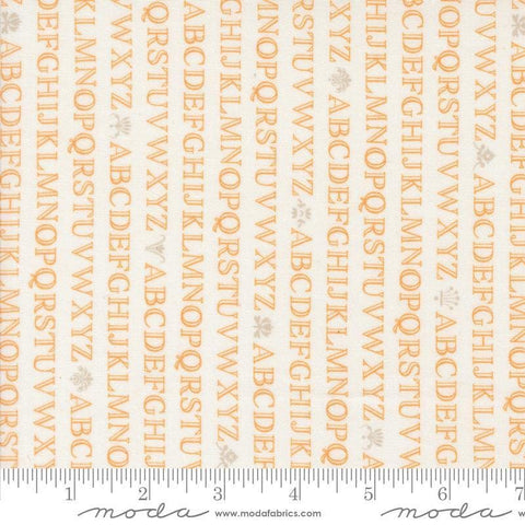 Image of the Agatha Road Alphabet Ghost Multi quilting cotton fabric by Moda Fabrics. Features letters on a cream background. Cute Little Fabric Shop