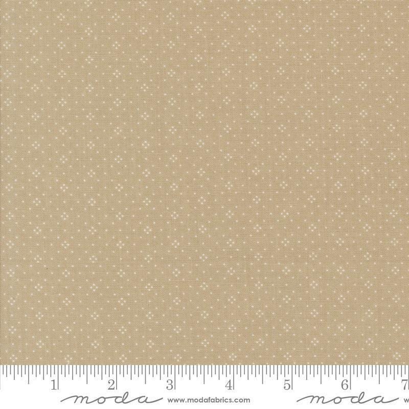 Image of the Agatha Road Diamonds Thunder quilting cotton fabric by Moda Fabrics. Features diamonds on a tan background. Cute Little Fabric Shop