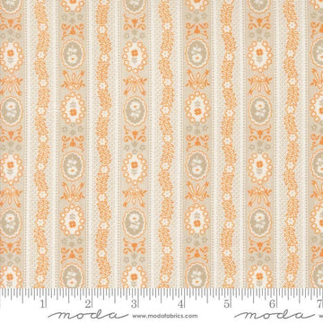 Image of the Agatha Road Wallpaper Ghost Multi quilting cotton fabric by Moda Fabrics. Features flowers on a cream background. Cute Little Fabric Shop