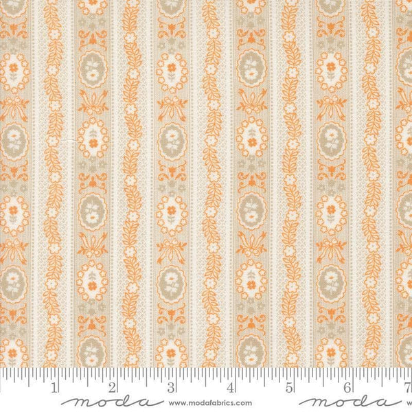 Image of the Agatha Road Wallpaper Ghost Multi quilting cotton fabric by Moda Fabrics. Features flowers on a cream background. Cute Little Fabric Shop