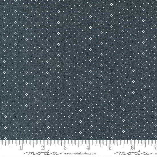 Image of the Agatha Road Diamonds Charcoal quilting cotton fabric by Moda Fabrics. Features diamonds on a black background. Cute Little Fabric Shop