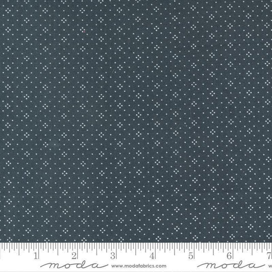 Image of the Agatha Road Diamonds Charcoal quilting cotton fabric by Moda Fabrics. Features diamonds on a black background. Cute Little Fabric Shop