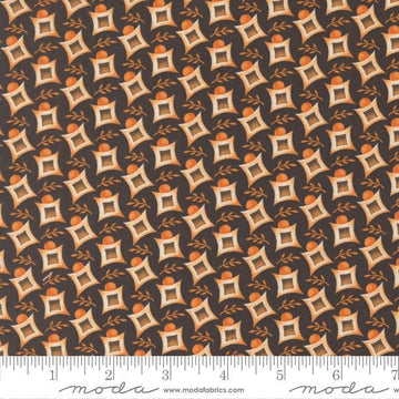 Image of the Agatha Road Harlequin Midnight quilting cotton fabric by Moda Fabrics. Features geometric on a black background. Cute Little Fabric Shop