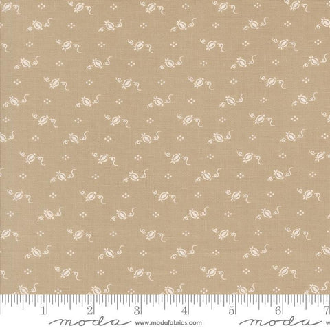 Image of the Agatha Road Pumpkins Thunder quilting cotton fabric by Moda Fabrics. Features geometric on a tan background. Cute Little Fabric Shop