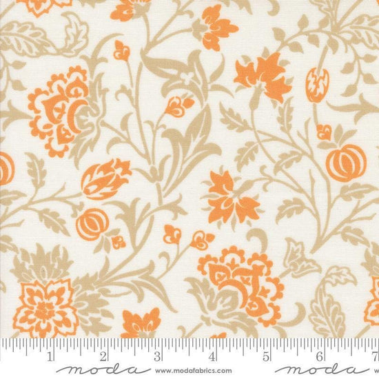 Image of the Agatha Road Harvest Ghost Multi quilting cotton fabric by Moda Fabrics. Features vines on a tan background. Cute Little Fabric Shop
