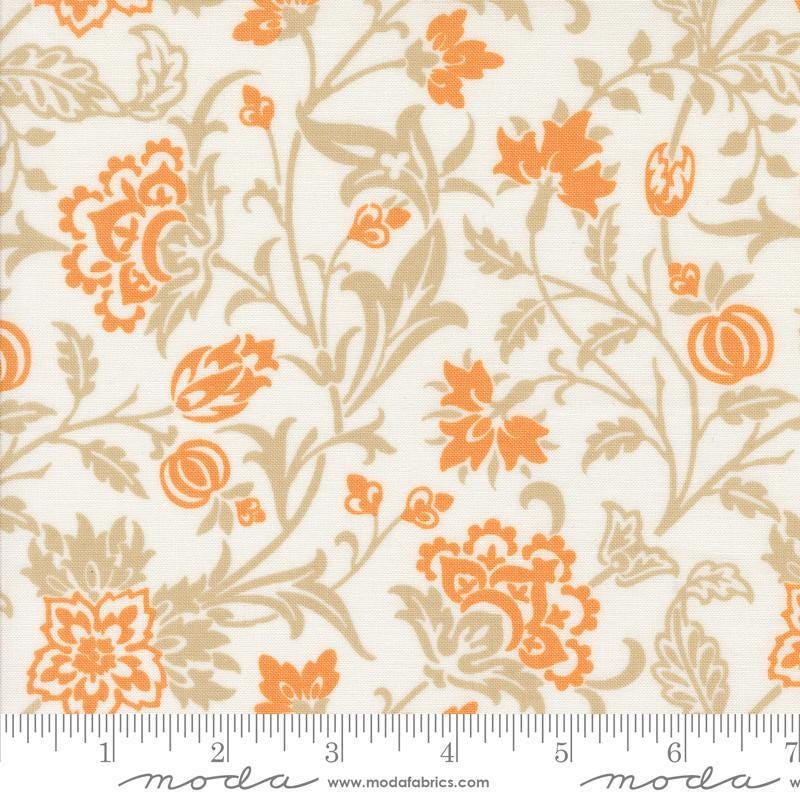 Image of the Agatha Road Harvest Ghost Multi quilting cotton fabric by Moda Fabrics. Features vines on a tan background. Cute Little Fabric Shop