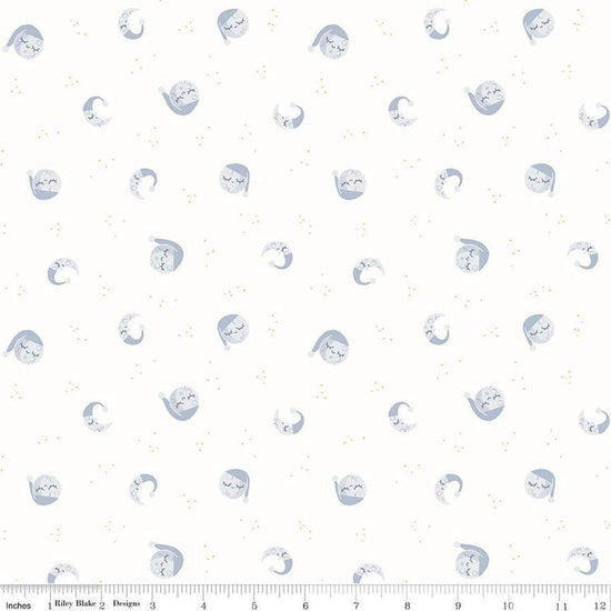 Image of the Twinkle Little Star Goodnight Moon Cloud quilting cotton fabric by Riley Blake Designs. Features stars on a cream background. Cute Little Fabric Shop