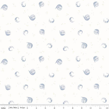 Image of the Twinkle Little Star Goodnight Moon Cloud quilting cotton fabric by Riley Blake Designs. Features stars on a cream background. Cute Little Fabric Shop