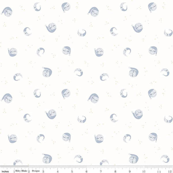 Image of the Twinkle Little Star Goodnight Moon Cloud quilting cotton fabric by Riley Blake Designs. Features stars on a cream background. Cute Little Fabric Shop