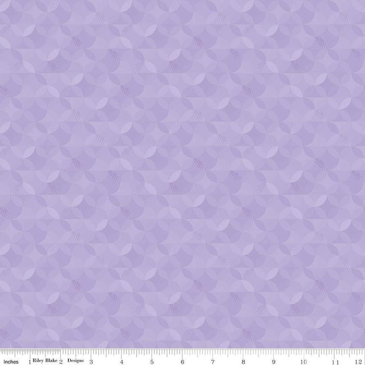 Image of the New Box of Crayons Kaleidoscope Purple Quilting Cotton Fabric by Riley Blake Designs. Features orange peel on a purple background. Cute Little Fabric Shop