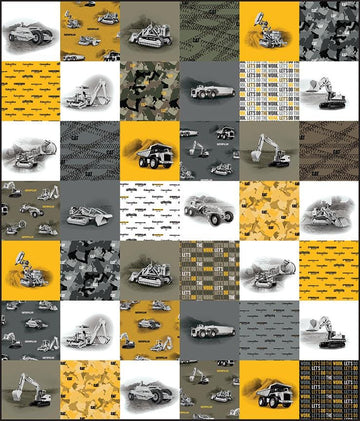Caterpillar® Panel Quilt Kit by RBD Designers - construction - Riley Blake - Pattern Fabric Kit -  Quilting Cotton