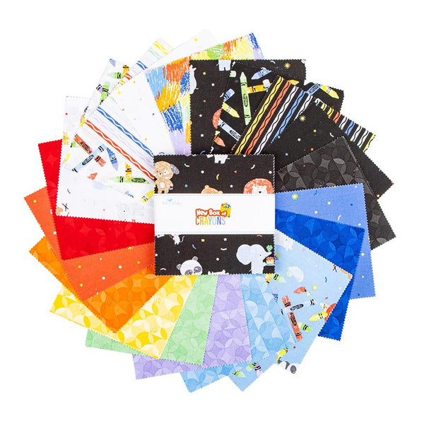 SALE New Box of Crayons Charm Pack 5" Stacker Bundle - Riley Blake Designs - Crayola - 42 piece Precut - Quilting Cotton - Licensed Product