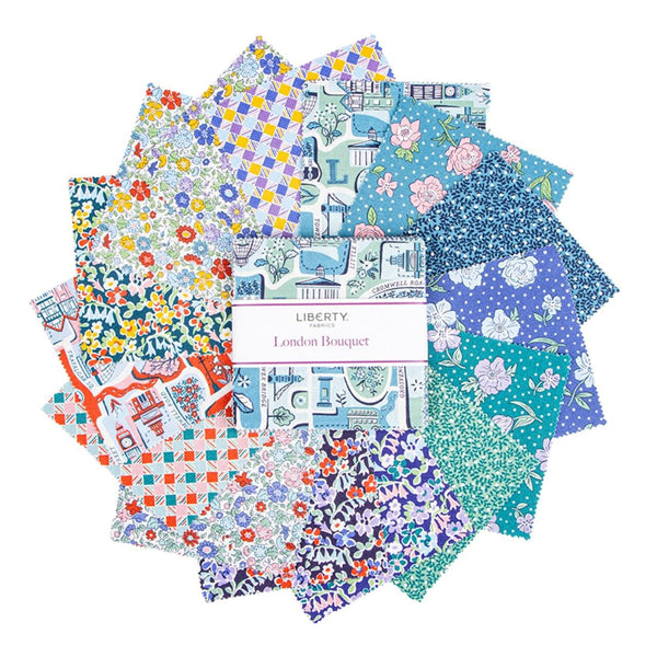 London Bouquet 5" Stacker Charm Pack Bundle - Riley Blake - Liberty Fabrics - 42 Piece Precut Pre cut - Quilting Cotton Fabric