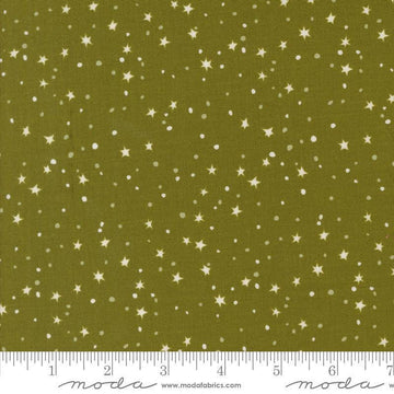 Image of the 321 Blast Off Stars Earth quilting cotton fabric by Moda Fabrics. Features vintage stars on a brown background. Cute Little Fabric Shop