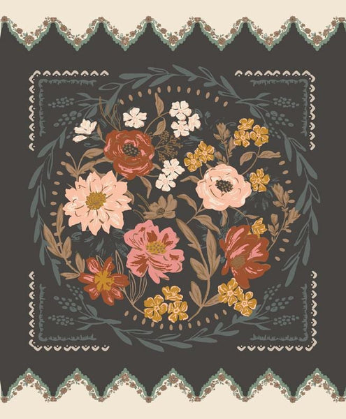 Foraged Found Panel 45638 Iron - Moda Fabrics - Floral Flowers Blossoms - Quilting Cotton Fabric