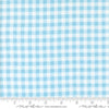 Image of the Sherbet Sunshine Flan Gingham Sky by Corey Yoder for Moda Fabrics. Features gingham on a sky background. Cute Little Fabric Shop