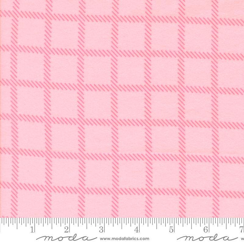 Image of the Sherbet Sunshine Flan Checks Petunia by Corey Yoder for Moda Fabrics. Features plaid on a pink background. Cute Little Fabric Shop