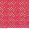 Image of the Simple Pleasures Kitchen Flowers Cherry quilting cotton fabric by American Jane Riley Blake Designs. Features flowers on a red background. Cute Little Fabric Shop