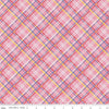 Image of the Simple Pleasures Plaid Pink quilting cotton fabric by American Jane Riley Blake Designs. Features plaid on a pink background. Cute Little Fabric Shop