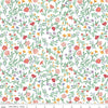 Image of the Simple Pleasures Scattered Vine White quilting cotton fabric by American Jane Riley Blake Designs. Features flowers on a white background. Cute Little Fabric Shop