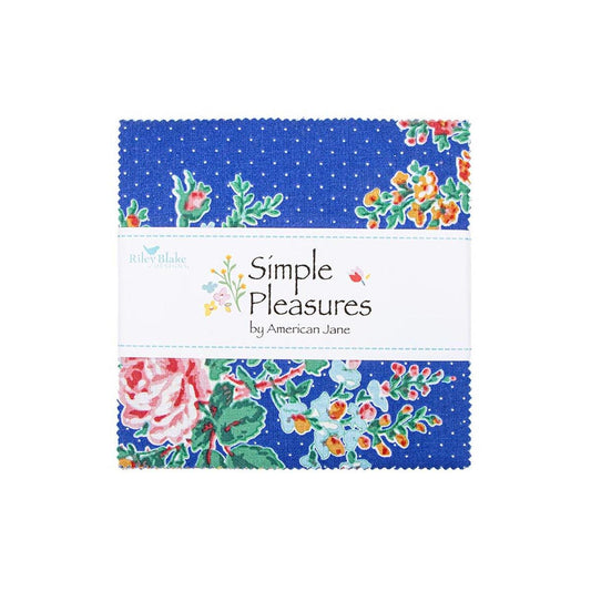 Simple Pleasures Charm Pack 5" Stacker Bundle - Riley Blake Designs - 42-Piece Precut  - Floral Flowers - Quilting Cotton Fabric