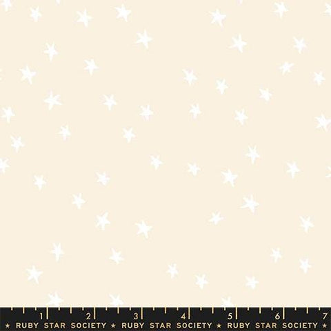 Image of the Starry New Blender Stars White On Natural quilting cotton fabric by Ruby Star Society for Moda Fabrics. Features small stars on a cream background. Cute Little Fabric Shop