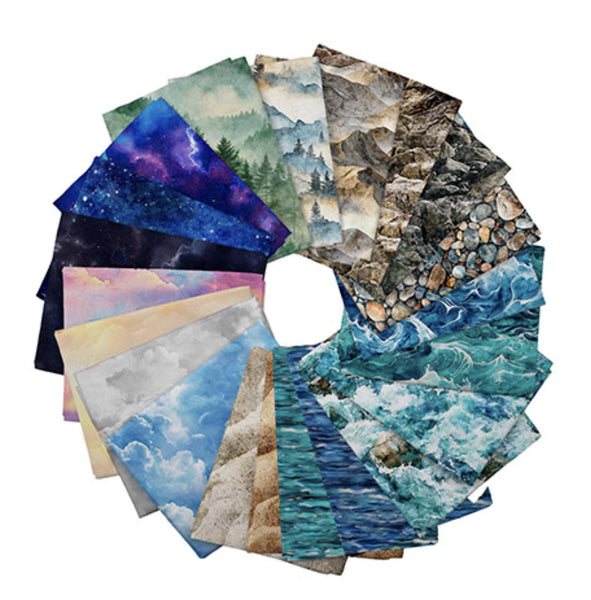 Earthly Delights Heavenly Horizons Fat Quarter Bundle 21 pieces - QT Fabrics - Pre cut Precut - Sky Water Nature - Quilting Cotton Fabric