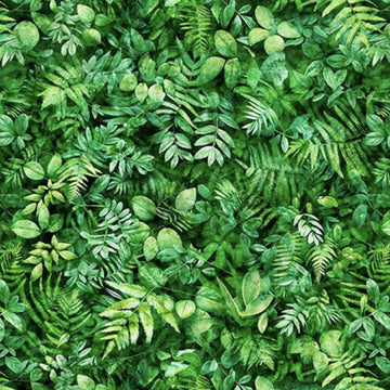 3 Yard Cut - Earthly Delights Mixed Foliage Wide Back 31289 Green G - QT Fabrics - 107/108" Wide - Leaf Leaves - Quilting Cotton Fabric
