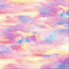 Image of the Earthly Delights Sunset Pink quilting cotton fabric by Dan Morris for QT Fabrics. Features clouds on a pink background. Cute Little Fabric Shop