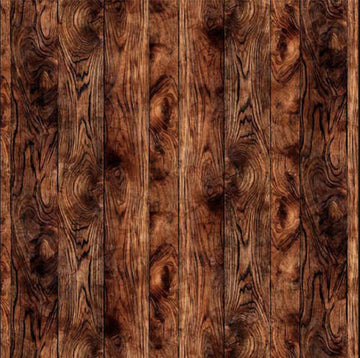 Image of the Earthly Delights Dark Wood Boards Walnut quilting cotton fabric by Dan Morris for QT Fabrics. Features wood on a brown background. Cute Little Fabric Shop
