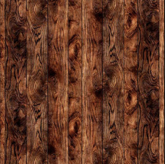 Image of the Earthly Delights Dark Wood Boards Walnut quilting cotton fabric by Dan Morris for QT Fabrics. Features wood on a brown background. Cute Little Fabric Shop