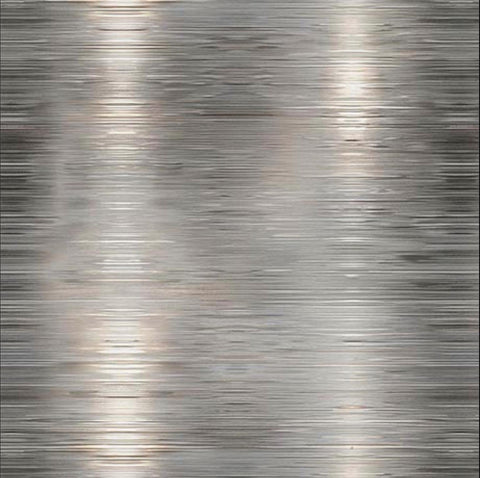 Image of the Earthly Delights Brushed Metal Steel quilting cotton fabric by Dan Morris for QT Fabrics. Features metal on a gray background. Cute Little Fabric Shop