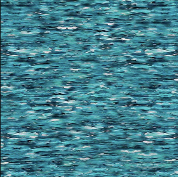 Image of the Earthly Delights Water Turquoise quilting cotton fabric by Dan Morris for QT Fabrics. Features water on a blue background. Cute Little Fabric Shop
