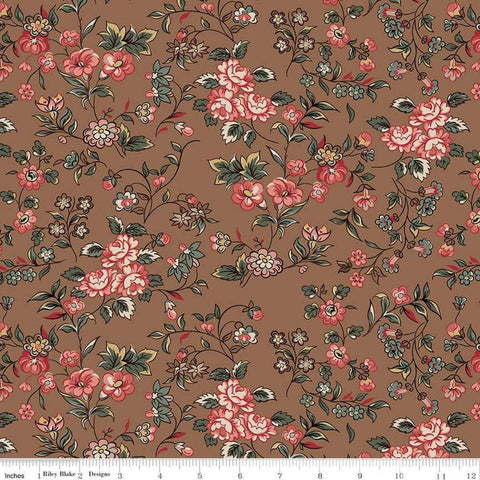 Jane Austen at Home C10001 Georgiana - Riley Blake  - Brown Pink Historical Reproductions - Quilting Cotton Fabric - Licensed Product