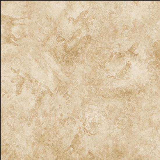 Image of the Forest, Field, and Stream Wildlife Tonal Wheat quilting cotton fabric. Features animals on a tan background. Cute Little Fabric Shop