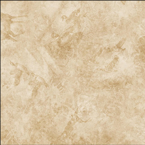 Image of the Forest, Field, and Stream Wildlife Tonal Wheat quilting cotton fabric. Features animals on a tan background. Cute Little Fabric Shop