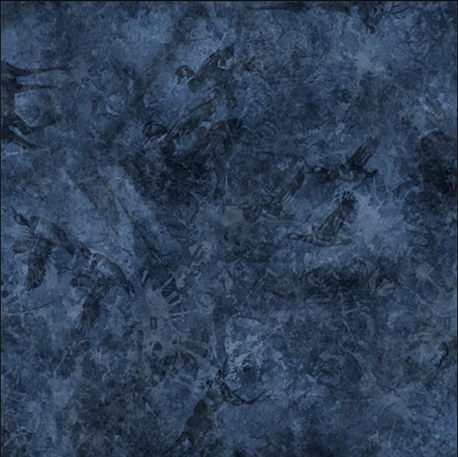 Image of the Forest, Field, and Stream Wildlife Tonal Ocean quilting cotton fabric. Features animals on a blue background. Cute Little Fabric Shop