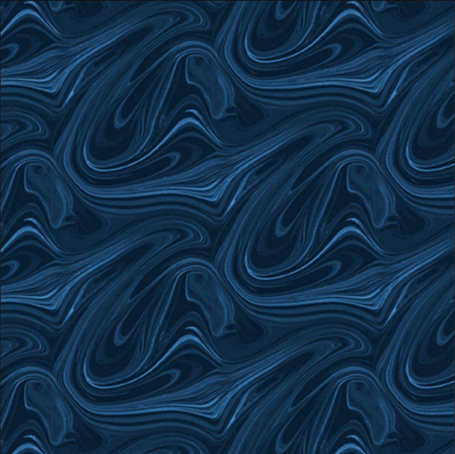 Image of the Virtuoso Marble Navy quilting cotton fabric by Ocllo Mason for QT Fabrics. Features swirled blue, black, and gray paint. Cute Little Fabric Shop