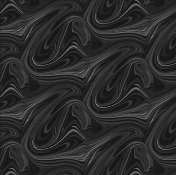 Image of the Virtuoso Marble Black quilting cotton fabric by Ocllo Mason for QT Fabrics. Features swirled gray and black paint. Cute Little Fabric Shop