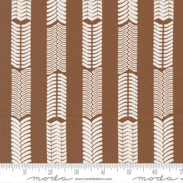 Image of the For My Boys Oliver Tracks Coco quilting cotton fabric by Sewn By Amy Schelle for Moda Fabrics. Features stripes on a brown background. Cute Little Fabric Shop