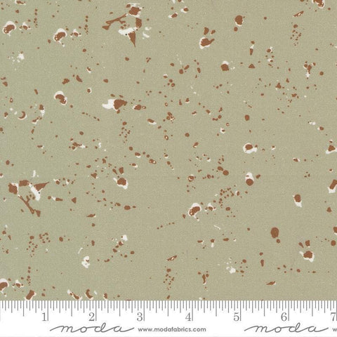 Image of the For My Boys Oliver Splatter Sage quilting cotton fabric by Sewn By Amy Schelle for Moda Fabrics. Features splatters on a green background. Cute Little Fabric Shop