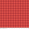 Image of the More Christmas Wishes Plaid Red quilting cotton fabric by Riley Blake Designs. Features plaid on a red background. Cute Little Fabric Shop