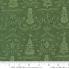Image of the Winter Friends Winter Spruce quilting cotton fabric by Moda Fabrics. Features damask on a green background. Cute Little Fabric Shop
