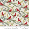Image of the Winter Friends Cardinals Charcoal Snowy White quilting cotton fabric by Moda Fabrics. Features birds on a white background. Cute Little Fabric Shop